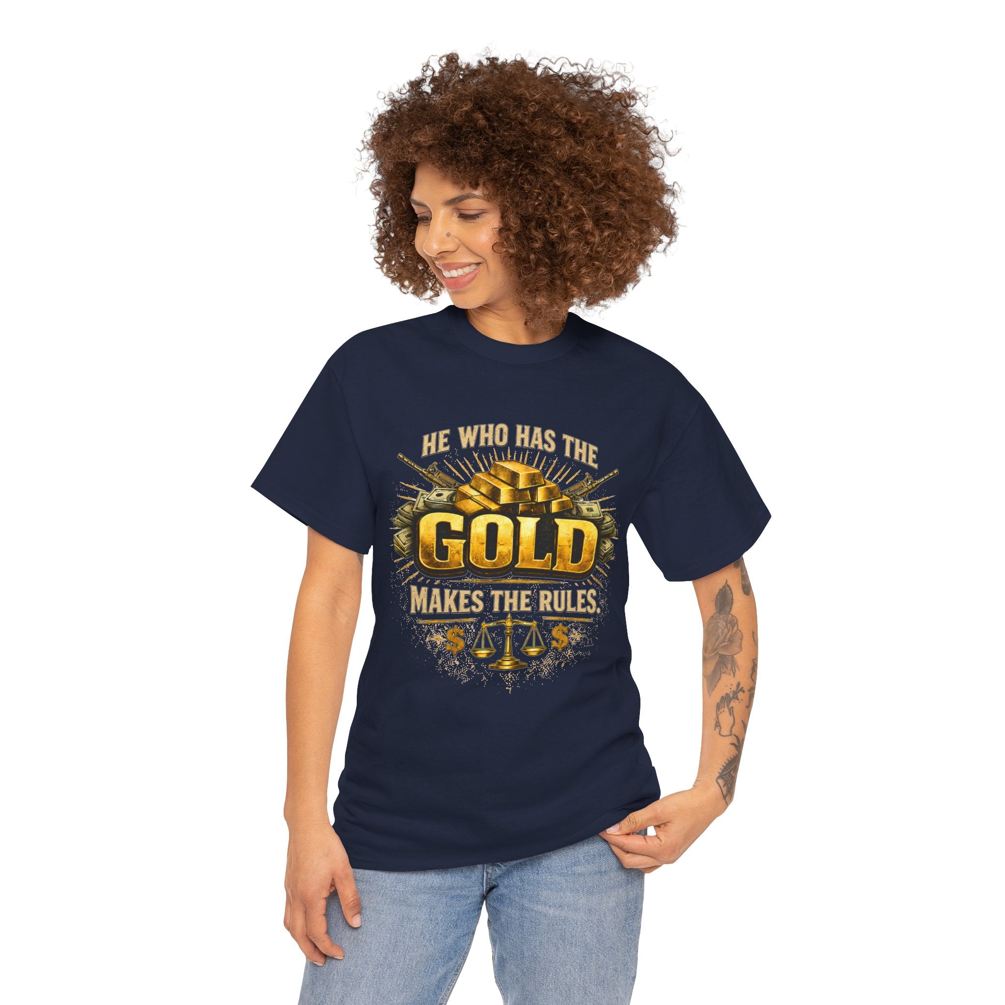 'He Who Has the Gold Makes the Rules' Vintage Justice Tee -- Gildan 5000