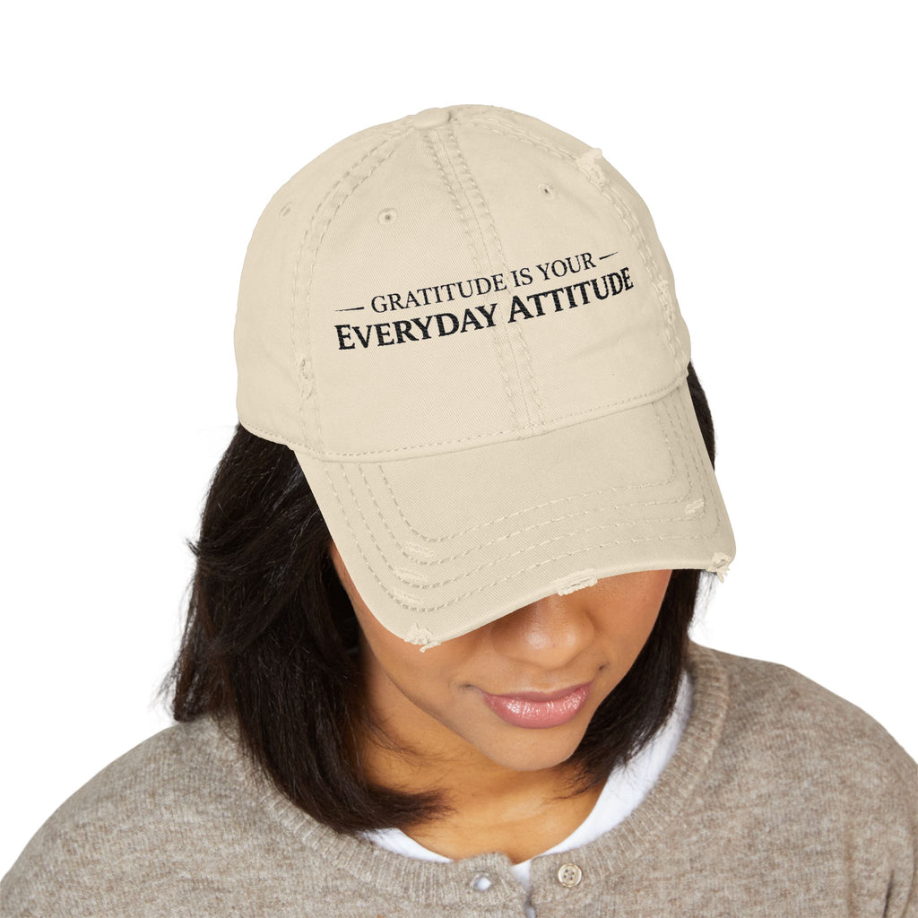 Distressed Embroidered Dad Hat — Everyday Attitude Cap
