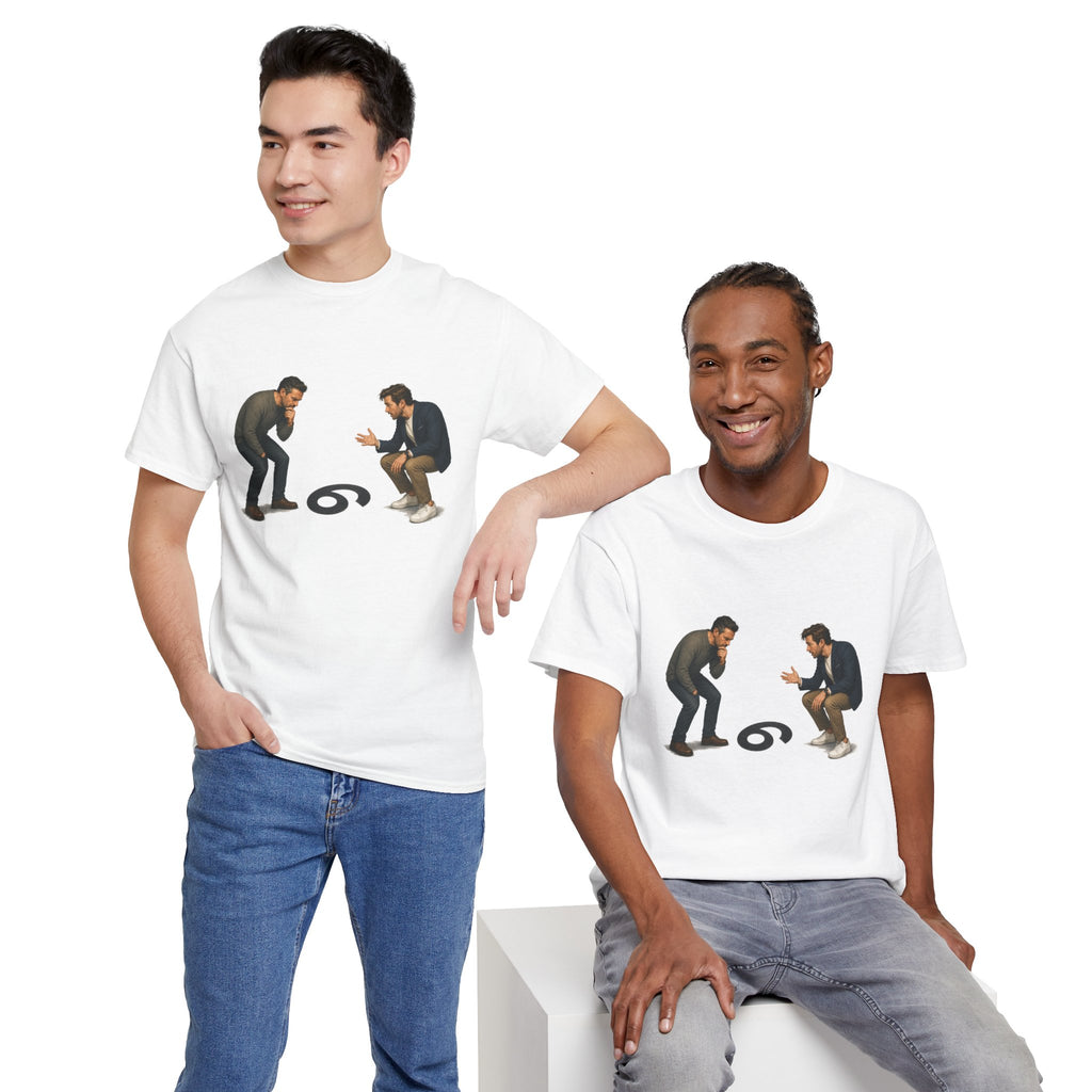 "9 or 6" Men Squatting Over Confusion Graphic Tee -- Gildan 5000