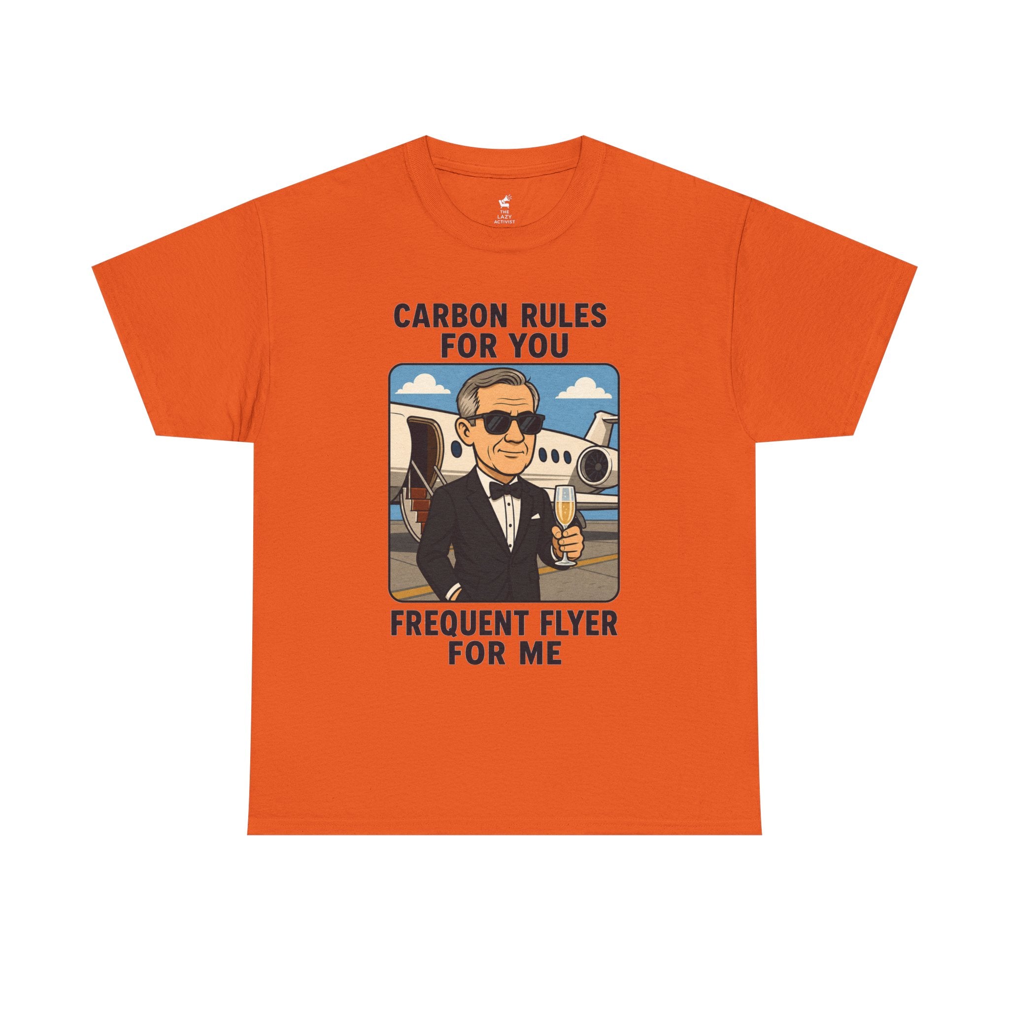 "Carbon Rules For You, Frequent Flyer For Me" Funny Pilot/Travel Shirt -- Gildan 5000