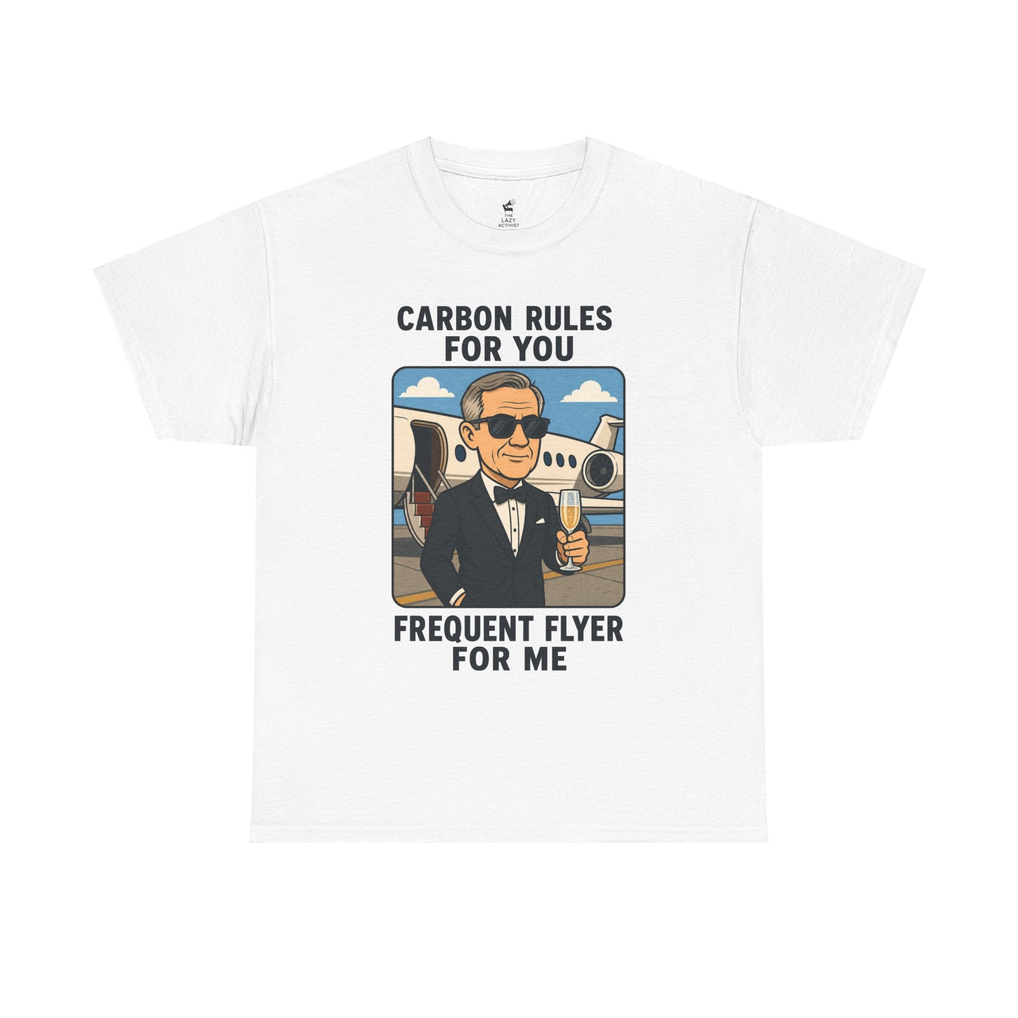 "Carbon Rules For You, Frequent Flyer For Me" Funny Pilot/Travel Shirt -- Gildan 5000