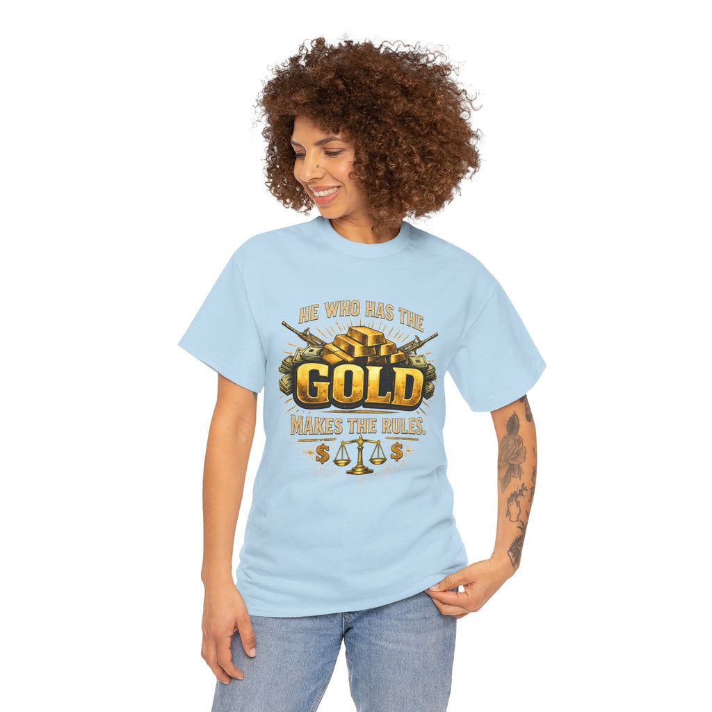 'He Who Has the Gold Makes the Rules' Vintage Justice Tee -- Gildan 5000