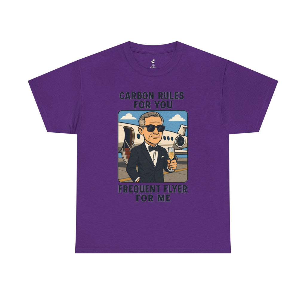 "Carbon Rules For You, Frequent Flyer For Me" Funny Pilot/Travel Shirt -- Gildan 5000