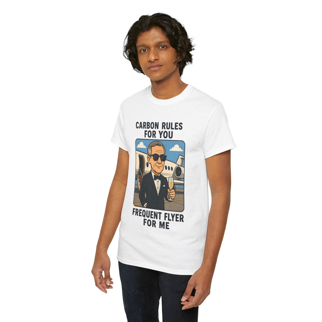 "Carbon Rules For You, Frequent Flyer For Me" Funny Pilot/Travel Shirt -- Gildan 5000