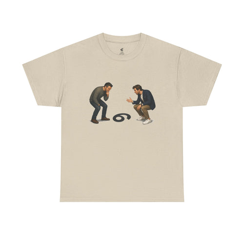 "9 or 6" Men Squatting Over Confusion Graphic Tee -- Gildan 5000