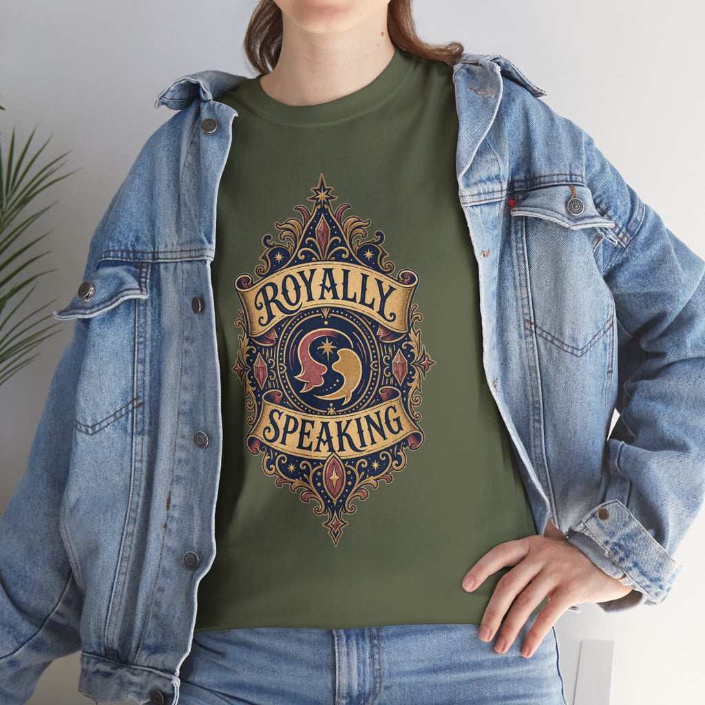 "Royally Speaking" Vintage Crest Graphic Tee -- Gildan 5000