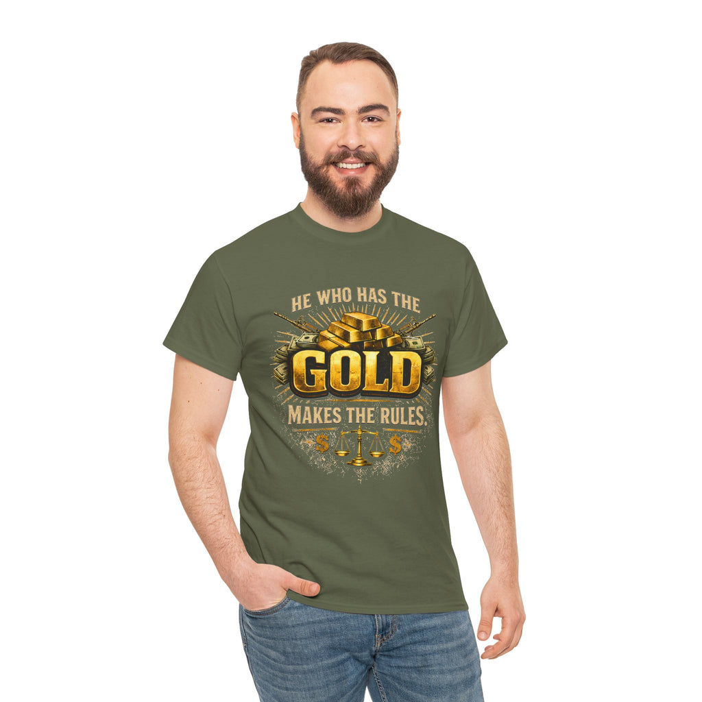 'He Who Has the Gold Makes the Rules' Vintage Justice Tee -- Gildan 5000