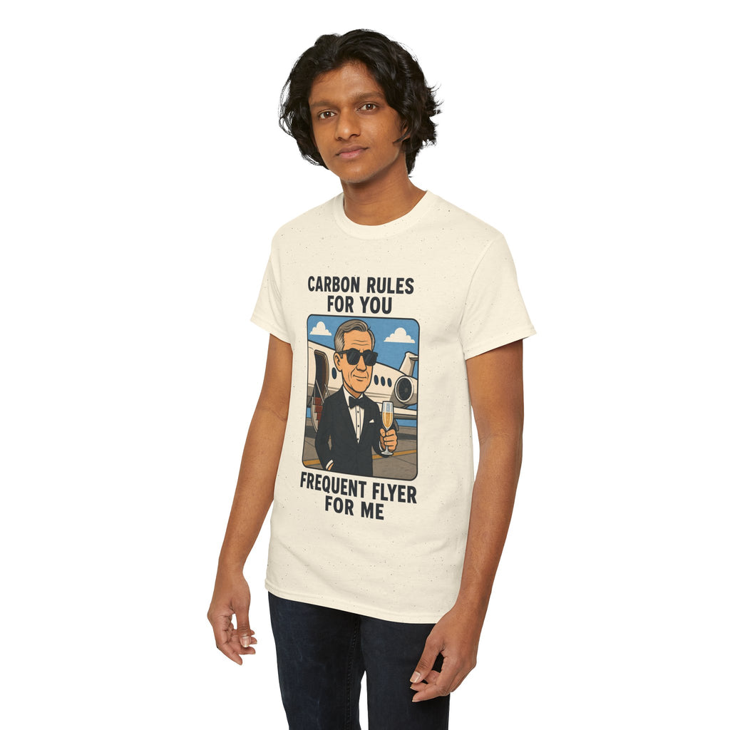 "Carbon Rules For You, Frequent Flyer For Me" Funny Pilot/Travel Shirt -- Gildan 5000