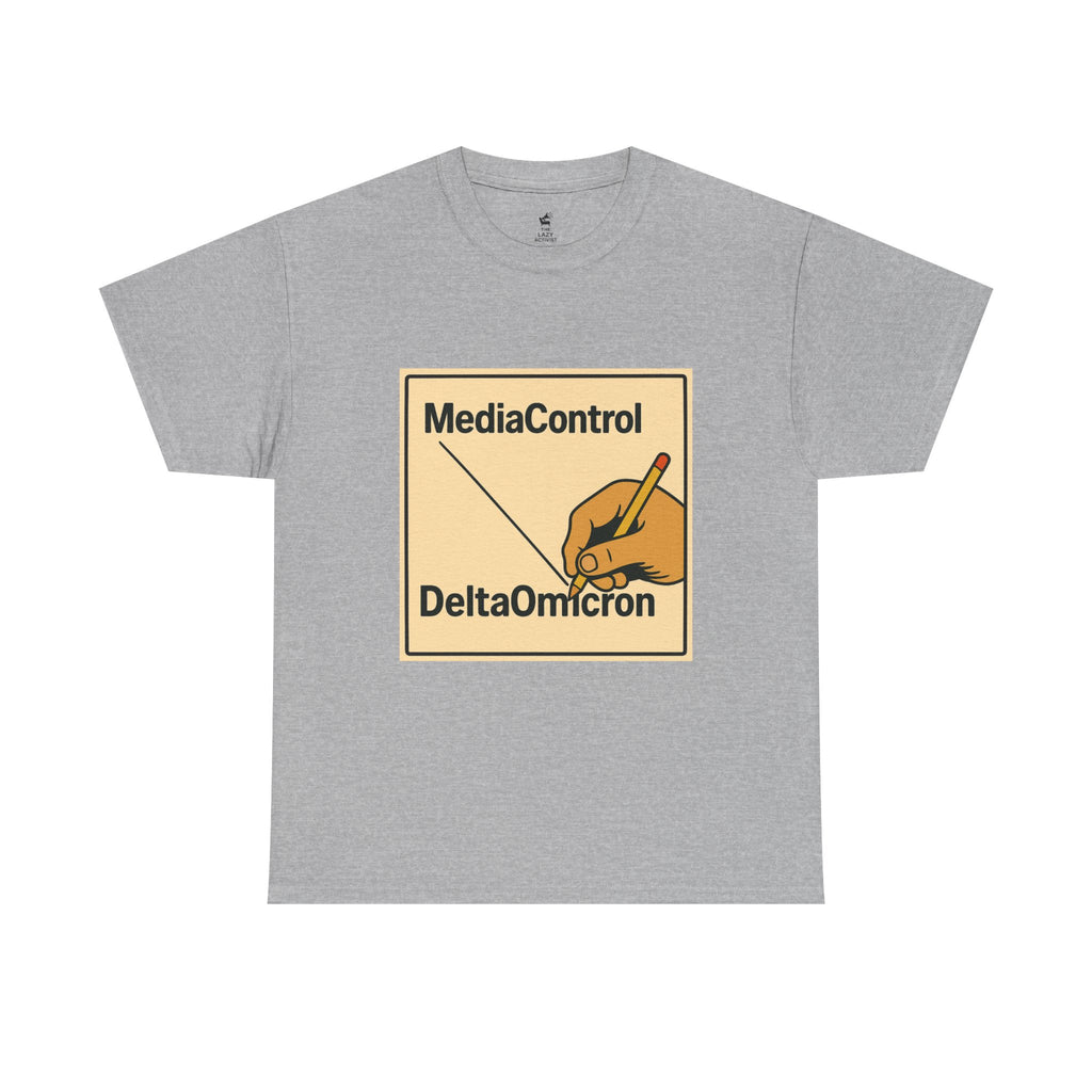 "Media Control Delta Omicron" Vintage Handwriting Logo Tee -- Gildan 5000