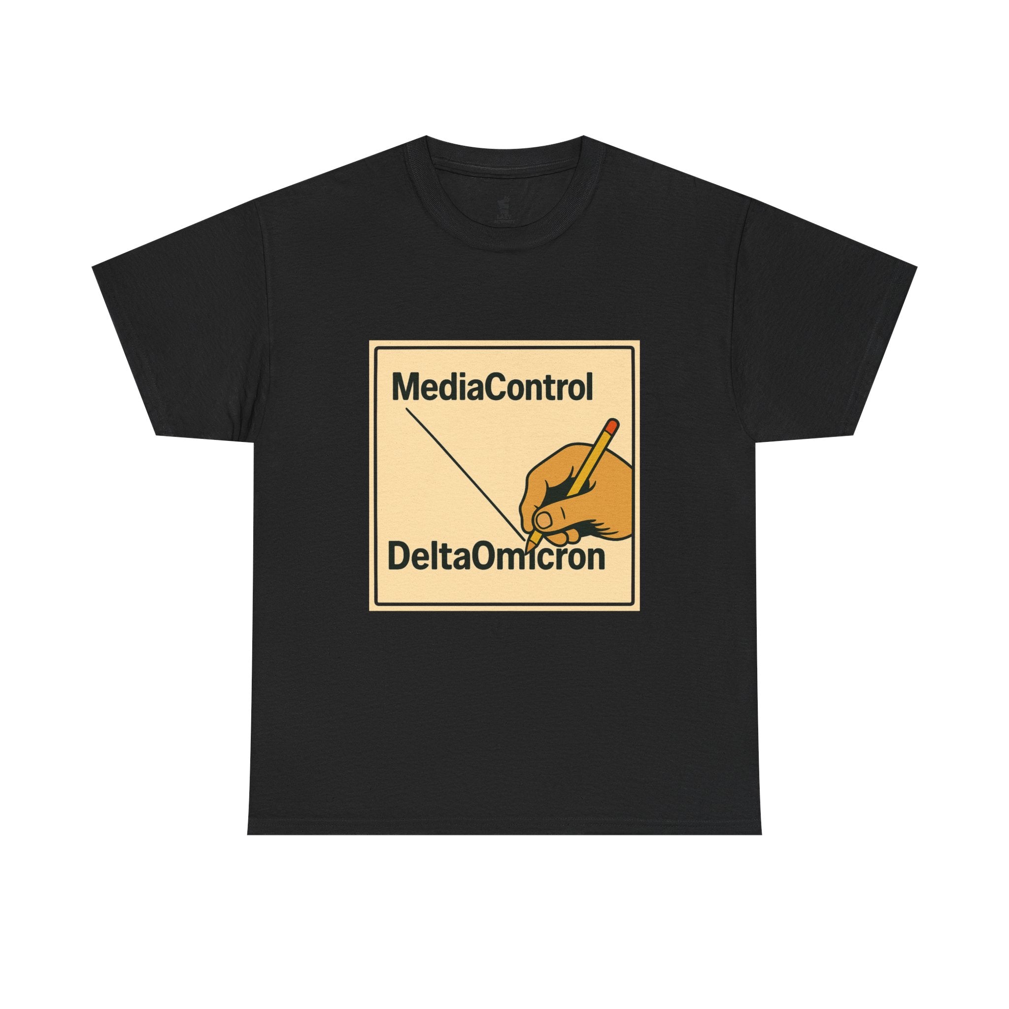 "Media Control Delta Omicron" Vintage Handwriting Logo Tee -- Gildan 5000